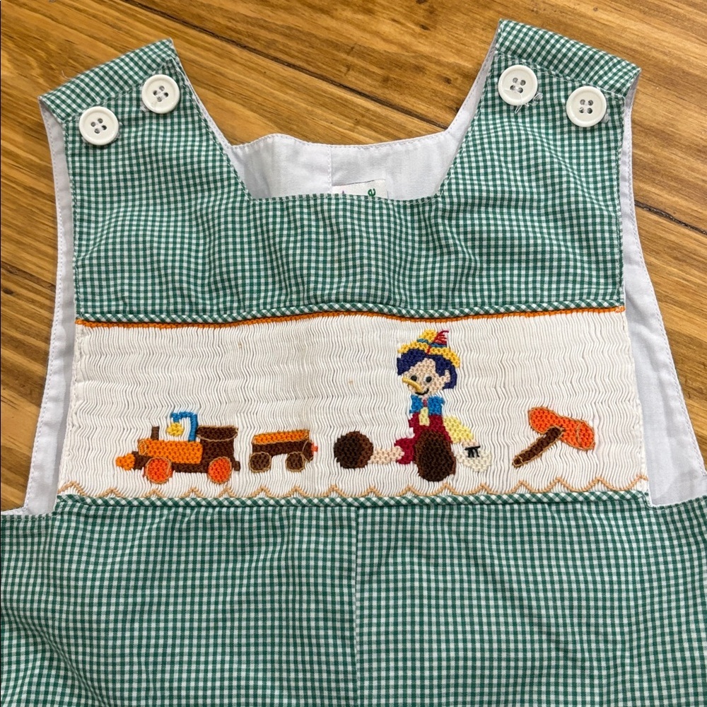 Mom & Me Pinocchio Green Gingham Print Smocked Longall Size 18 Months - Picture 4 of 5